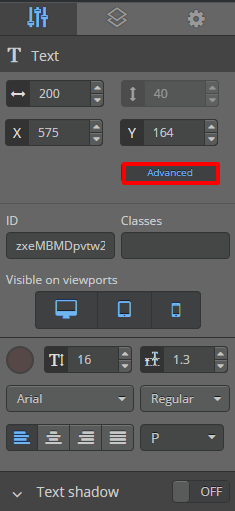 Text options Text options