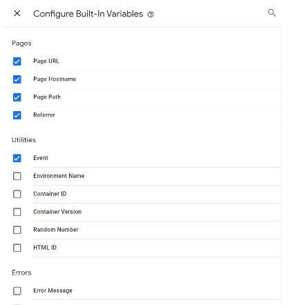 google tags variables