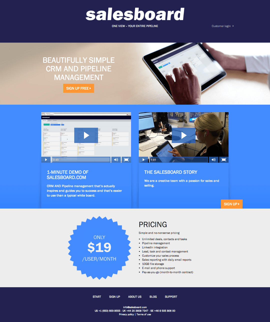 b2b landing page optimization salesboard