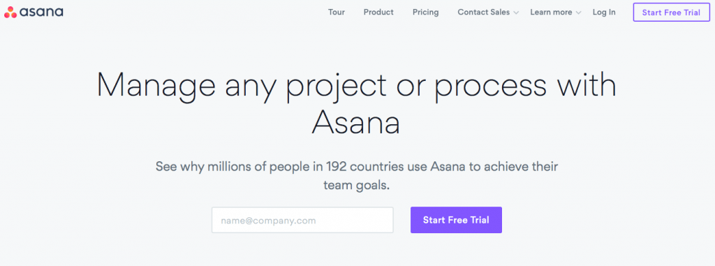 Asana Project Management Landing Page