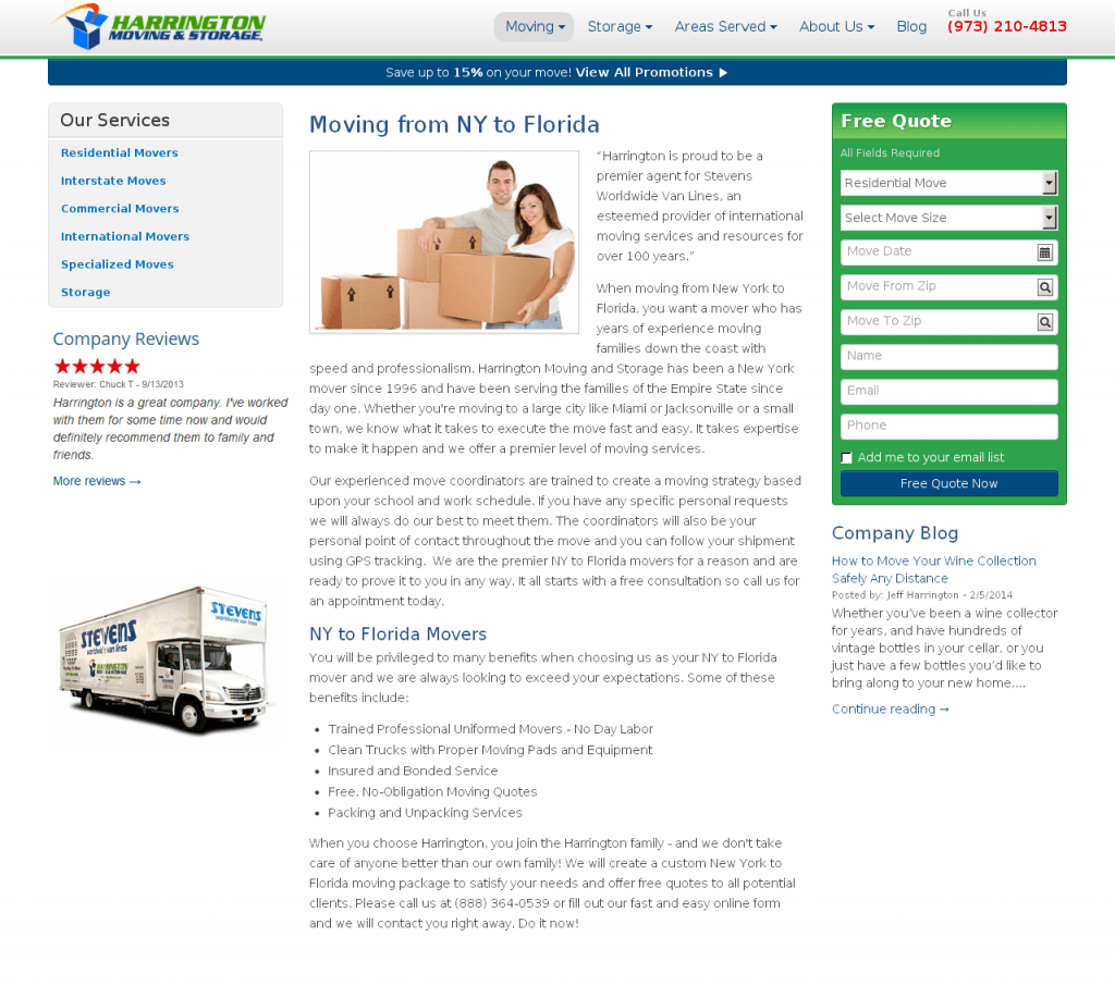 Harrington Movers źródło: https://neilpatel.com/blog/psychological-principles-converting-website/