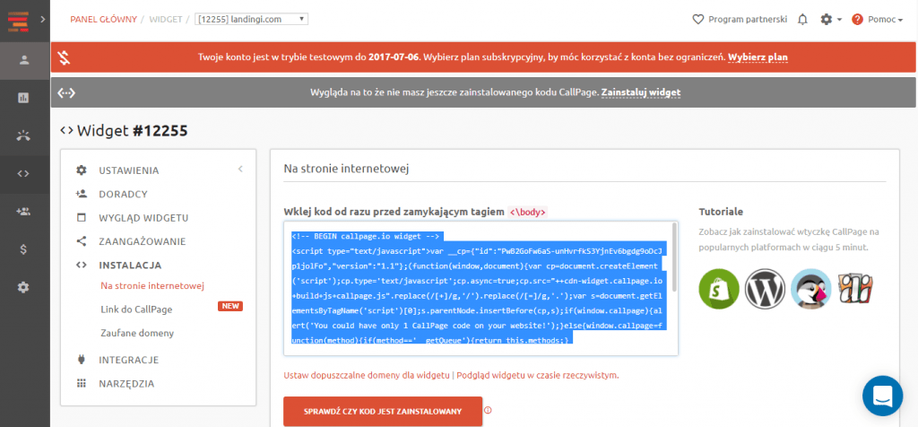 Integracja z CallPage Integracja z CallPage