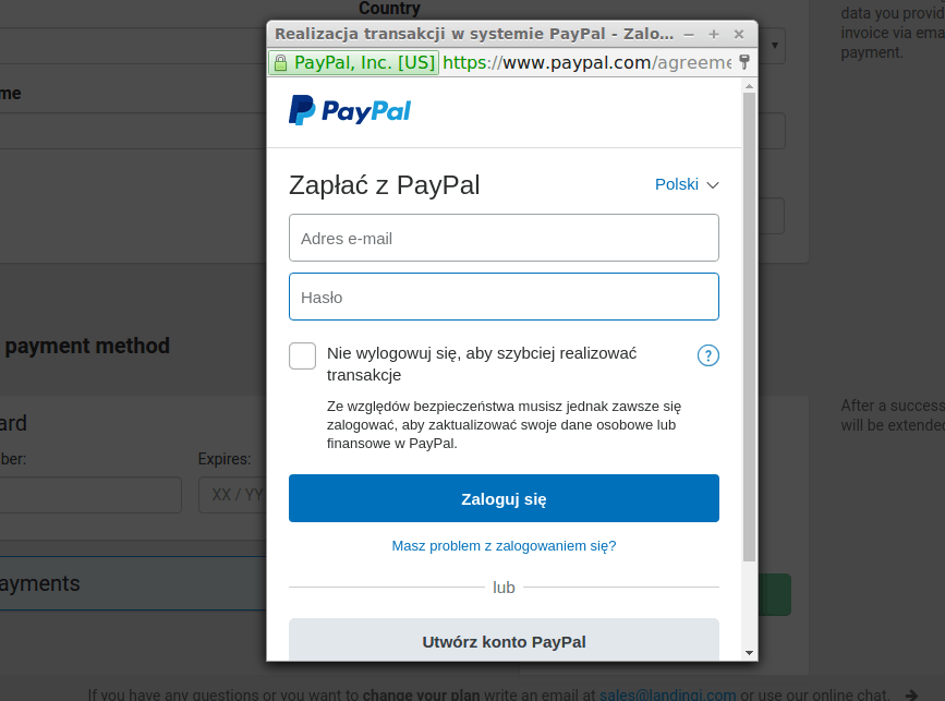 Nowości w Landingi Maj 2016 paypal